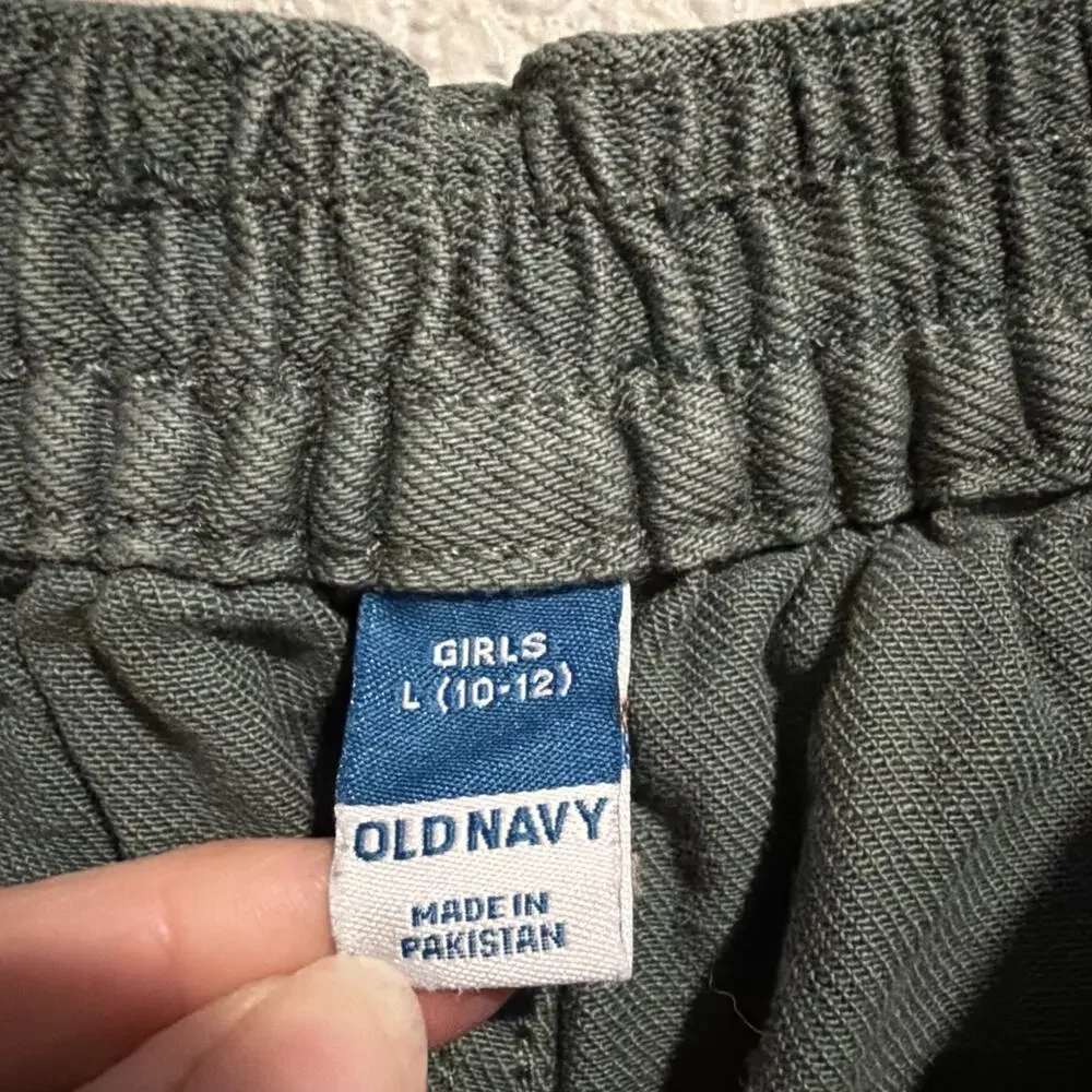 Old Navy Girls Jean Shorts Boho Festival Cowgirl Country Olive Green Cotton L